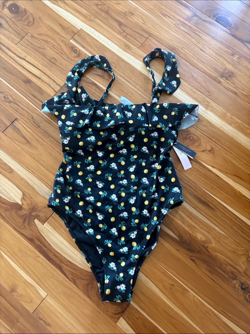 Woman’s  Black Floral Lemon One-Piece Swimsuit